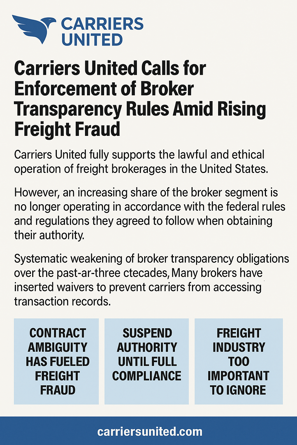 Carriers United time to comply